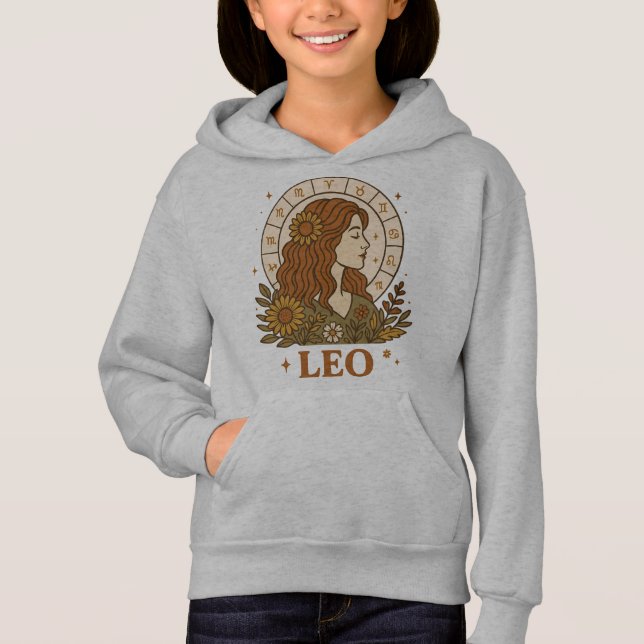 Retro Leo Zodíaco Boho Floral Astrología (Anverso)