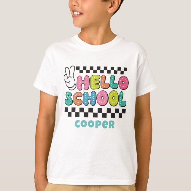 Retro lindo de vuelta a la camiseta de los escolar (Anverso)