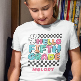 Retro lindo de vuelta a la escuela camiseta de qui