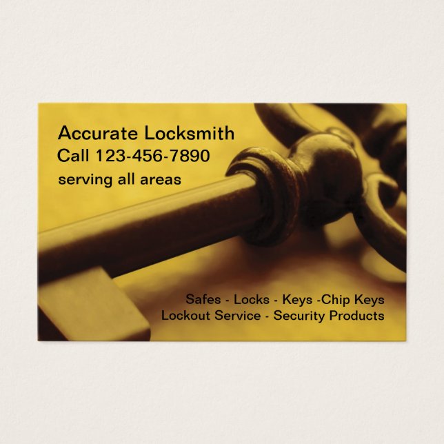 Retro Locksmith Theme Business Cards (Anverso)