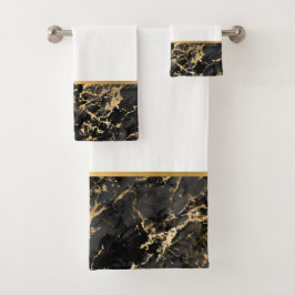 RETRO LUXE MÁRMOL BAÑO DE ORO NEGRO CONJUNTO