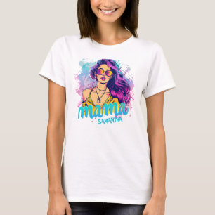 Retro Mamá Pop Personalizada Arte (15) Camiseta