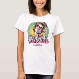 Retro Mamá Pop Personalizada Arte (16) Camiseta