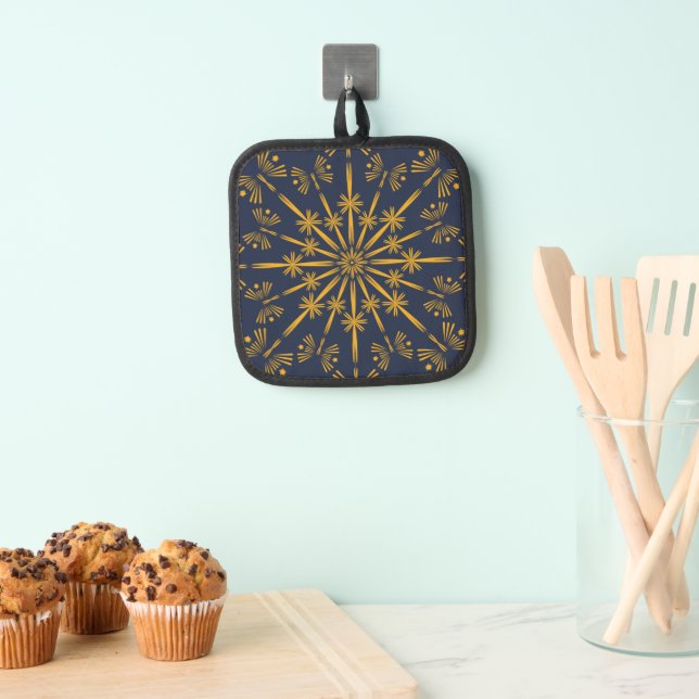 Retro Mandala Midnight Pot Holder (Insitu (colgante))