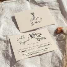 Retro Mano Escrito Cupido Boda RSVP
