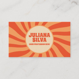 Retro marrón y Naranja con tarjeta de visita QR