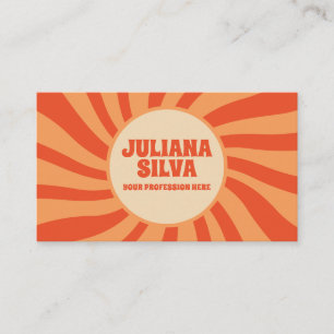 Retro marrón y Naranja con tarjeta de visita QR