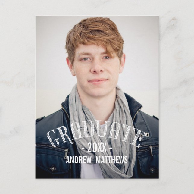 Retro masculino | Invitación a la fiesta de gradua (Anverso)