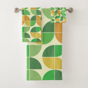 Retro Mediados de Siglo Floral Geométrico Verd