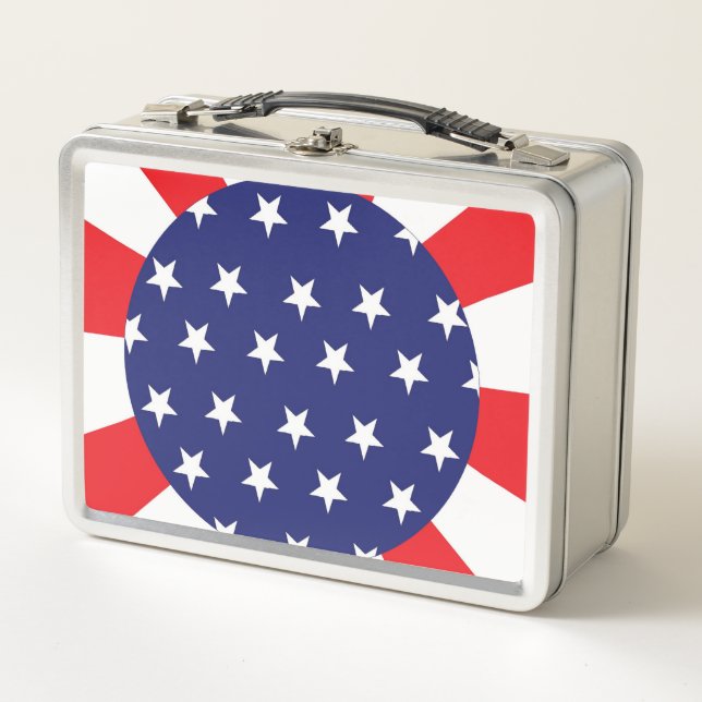 Retro Metal Lunchbox With Stars and Stripes  (Anverso)