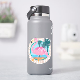 Retro Miami Beach Look Flamingo Pegatina