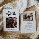 Retro Mid Century Feliz Navidad 2 Foto<br><div class="desc">Tarjeta navideña de Feliz: un diseño retro en blanco y negro,  con una tipografía moderna de mediados de siglo y 2 fotos familiares para añadir</div>