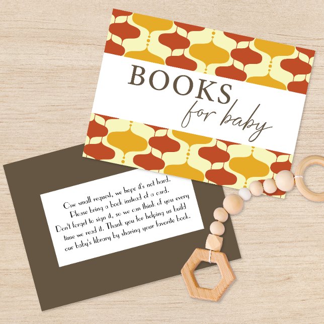 Retro Mid Century Tarjeta de Solicitud de Libros d (Mid Century Modern Books for Baby Enclosure Card )