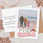 Retro Mínimo 1 Festividad Festividad Feliz Navidad<br><div class="desc">Este festivo diseño de Feliz Navidad fue creado usando un divertido y moderno tipo de letra de guión y mi letra de bloque con letras a mano en un estilo retro en rosa claro y rojo coronado con mi sombrero Santa pintado a mano con ungüento y bayas para hacer que...</div>