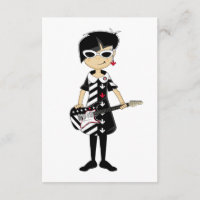 Retro Mod Chica con tarjeta RSVP de guitarra