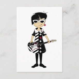 Retro Mod Chica con tarjeta RSVP de guitarra