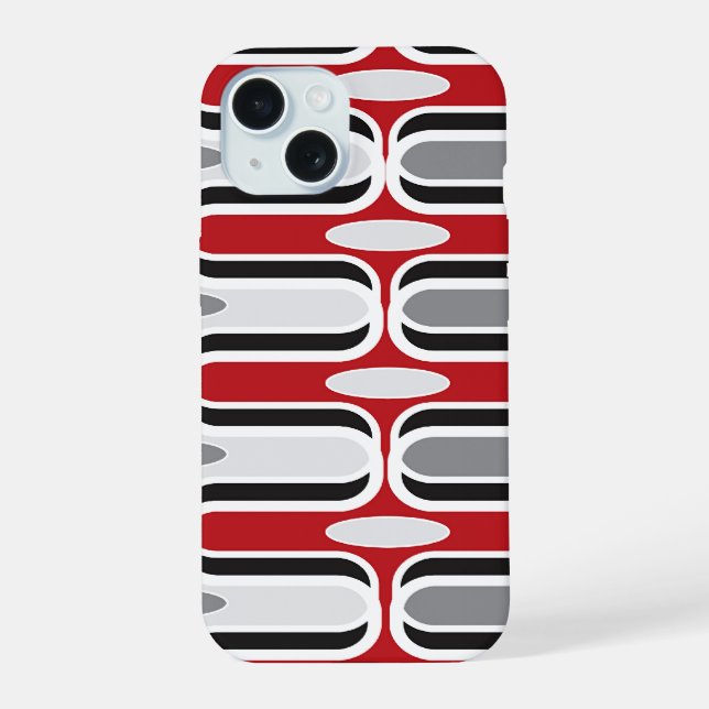 Retro Mod Zig Zag Pattern Red Black Art (Reverso )