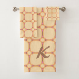 Retro Modern 70s Chic Cream Pink Beige Square Grid