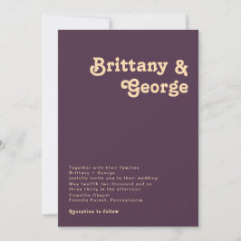 Retro moderno | Invitación a la boda púrpura oscur