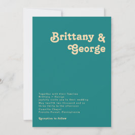 Retro moderno | Invitación a la boda Verde azulada
