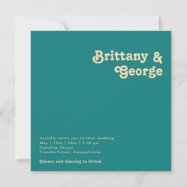 Retro moderno | Invitación a la boda Verde azulada