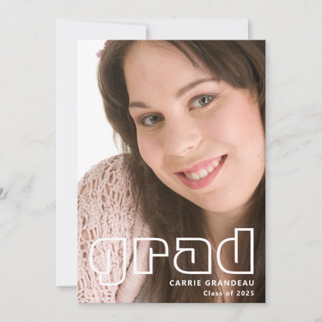 Retro moderno | Invitación de Photo Grad (Anverso)