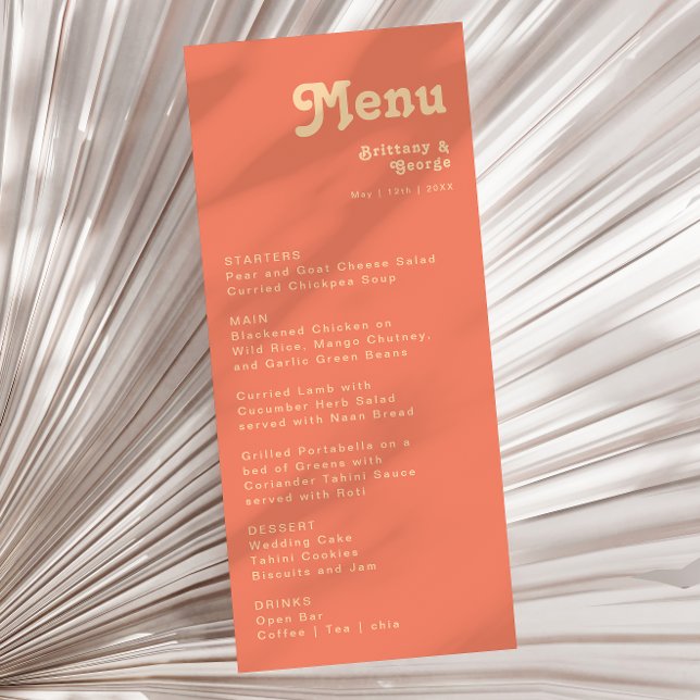 Retro moderno | Menú de cena Boda de coral (Subido por el creador)