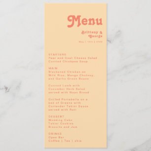Retro Moderno Menú Naranja Cream Boda Cena