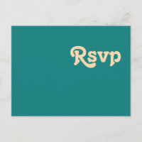 Retro moderno | Postal RSVP de boda Verde azulada
