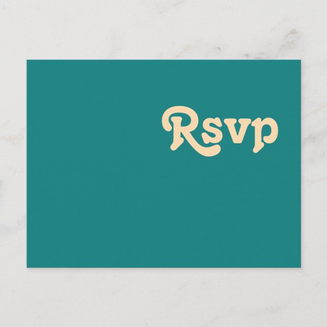 Retro moderno | Postal RSVP de boda Verde azulada (Anverso)