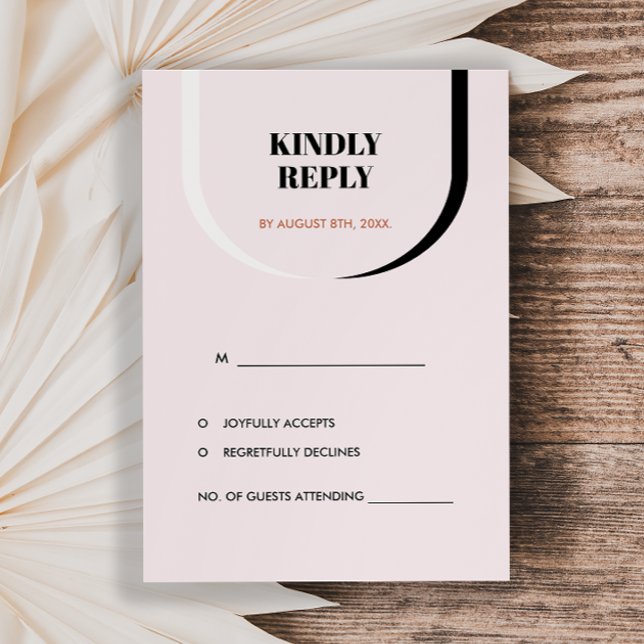 Retro Moderno Rubor Terracota negro y blanco RSVP (Subido por el creador)