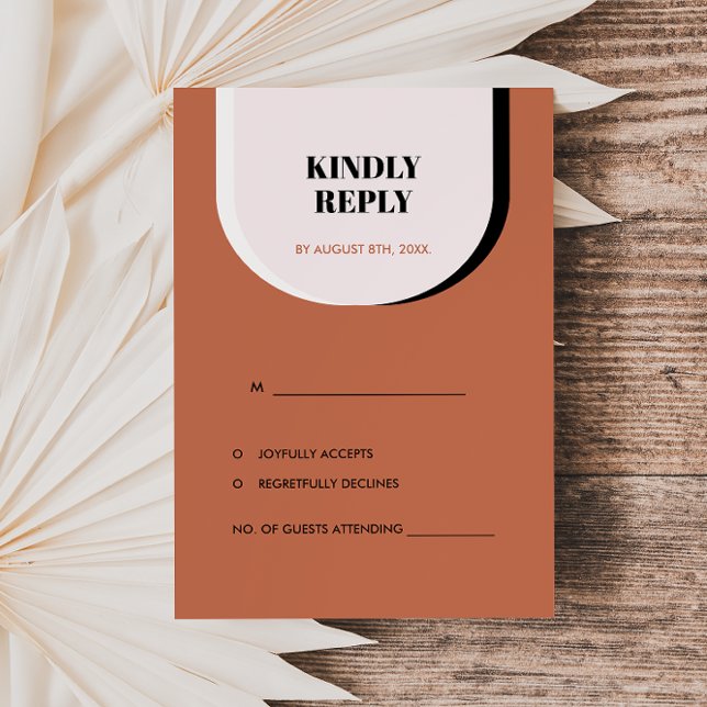 Retro Moderno Rubor Terracota negro y blanco RSVP (Subido por el creador)