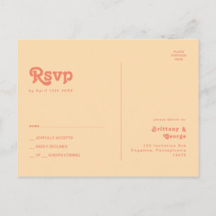 Retro moderno   Tarjeta postal RSVP de boda crema