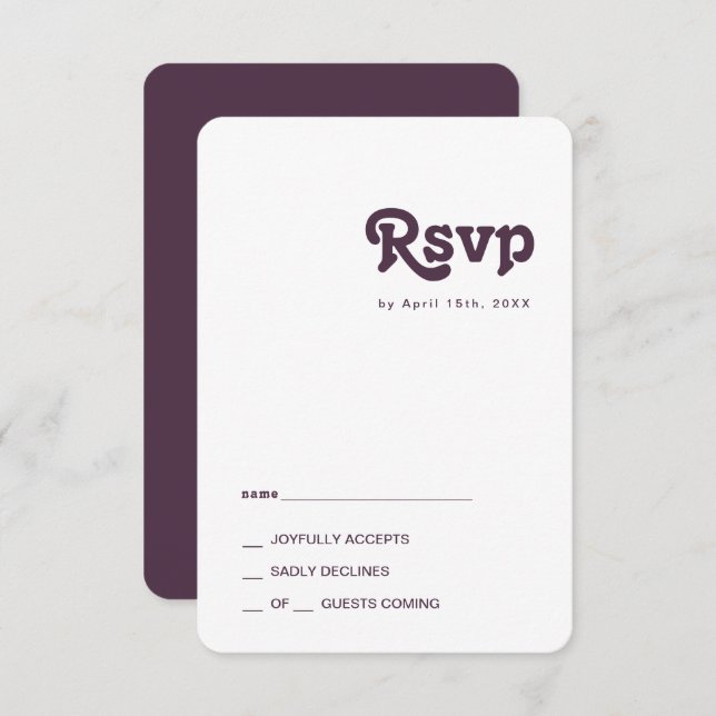 Retro moderno | Tarjeta RSVP de bordes redondeados (Anverso / Reverso)