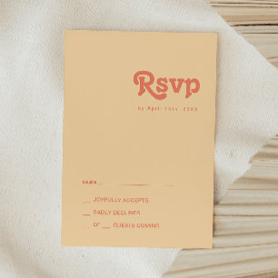 Retro moderno   Tarjeta RSVP de crema de Naranja