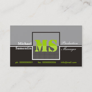 Retro Monograma tarjetas de visita gris negro