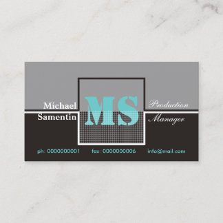 Retro Monograma tarjetas de visita turquesa gris n