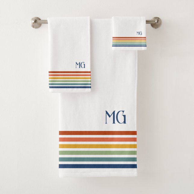 Retro Monogrammed Minimalist Stripes (In situ)