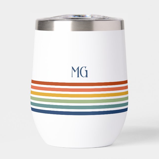 Retro Monogrammed Minimalist Stripes (Frente)