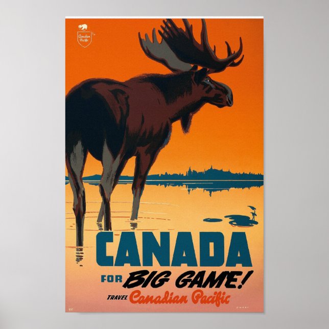 Retro Moose Naturaleza Canadá para arte de viajes  (Frente)