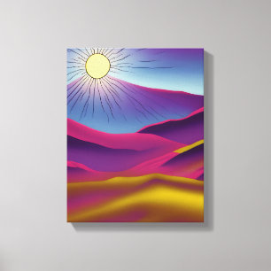 Retro Mountain Sun Resumen Arte