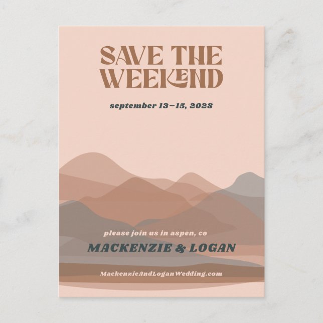 Retro Mountain Weekend Guardar la tarjeta de fecha (Anverso)
