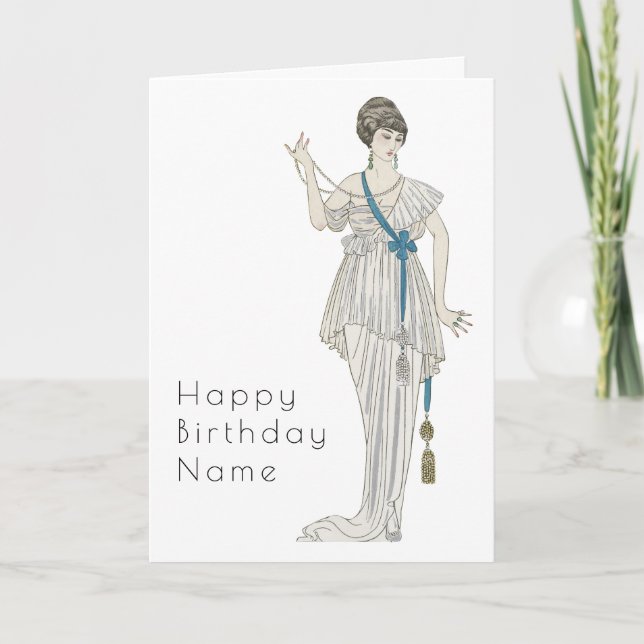 Retro Mujer Toga Vestir Tarjeta De Cumpleaños Art  (Anverso)