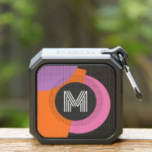 Retro Naranja brillante Hot Pink Purple Black Art