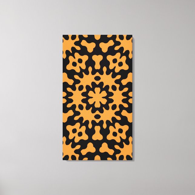 Retro Naranja Floral Abstracto Arte Lienzo envuelt (Anverso)