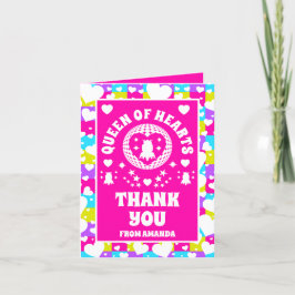 Retro Neon Queen Of Hearts Cumpleaños Tarjeta De A