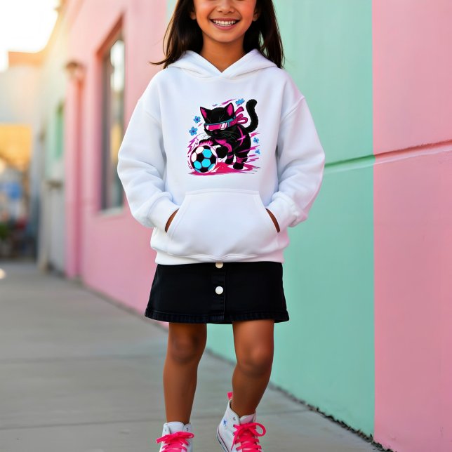 Retro Neon Soccer Cat Fun Gift for Players (Subido por el creador)