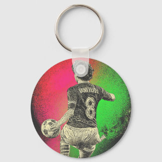 Retro Neon Striker – Llavero de fútbol Vaporwave d