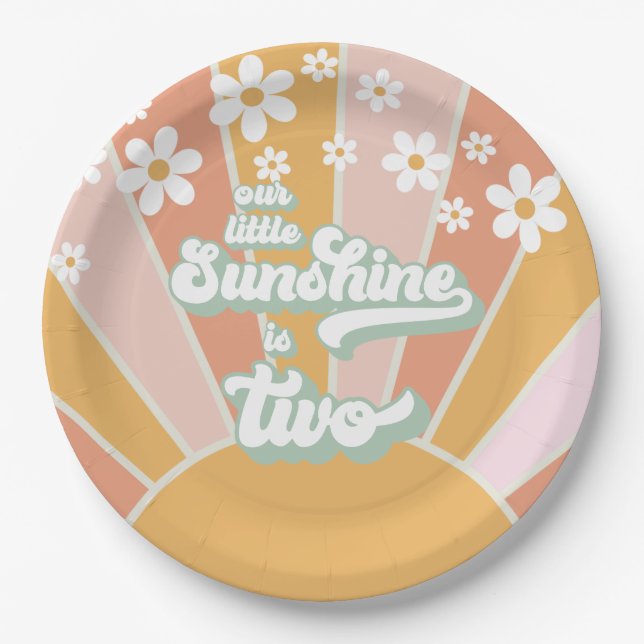 Retro Our Sunshine tiene dos Platos de Papel boho  (Anverso)