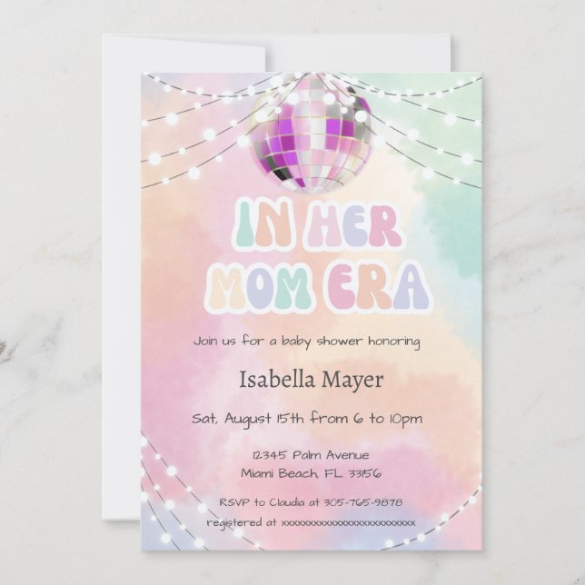 Retro Pastel En La Invitación De Baby Shower De Su (Anverso)